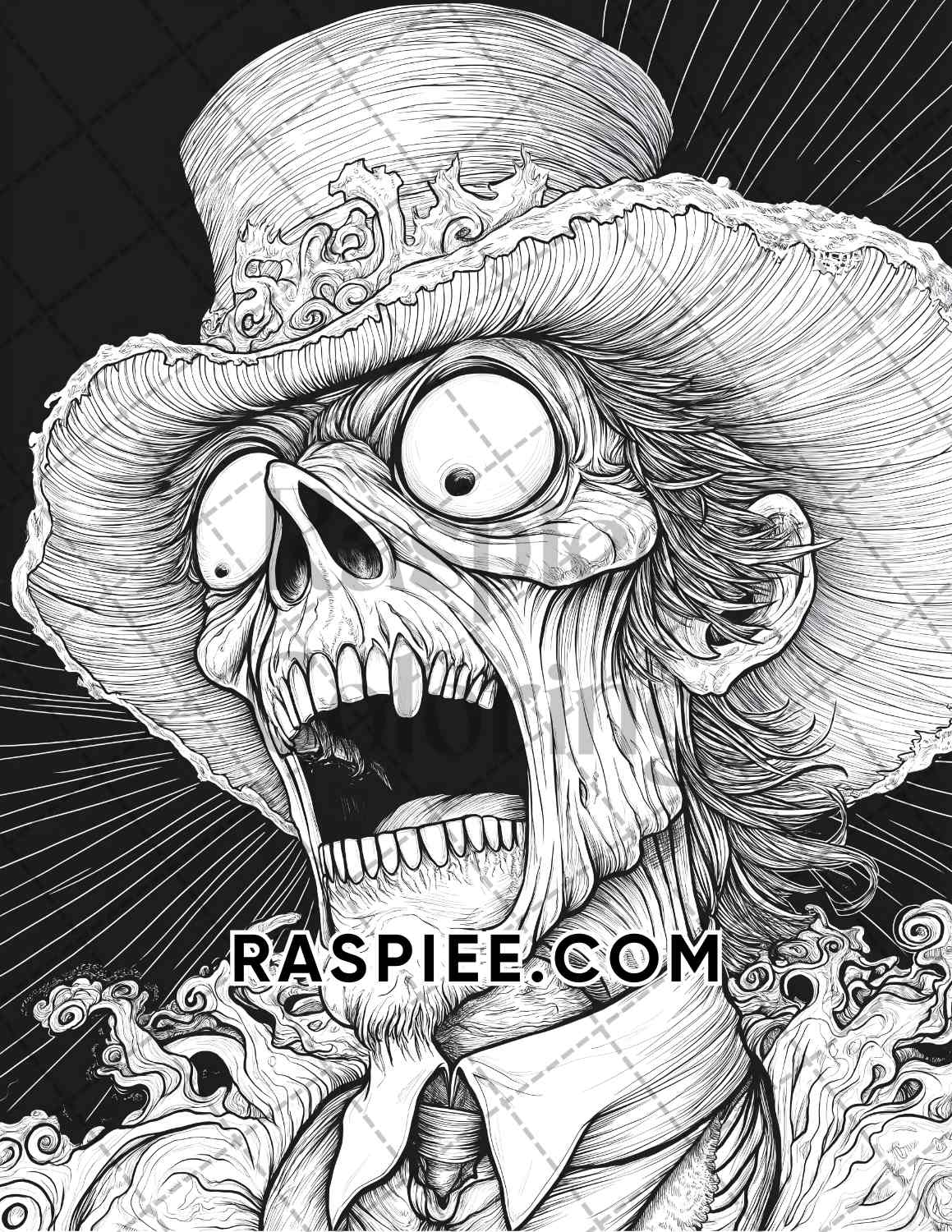 Scary Zombies Halloween Adult Coloring Pages Printable PDF Instant Download