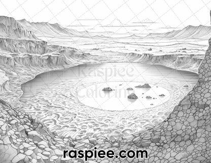 adult coloring pages, adult coloring sheets, adult coloring book pdf, adult coloring book printable, grayscale coloring pages, grayscale coloring books, landscape coloring pages for adults, lanscape coloring book, volcanic landscapes coloring pages