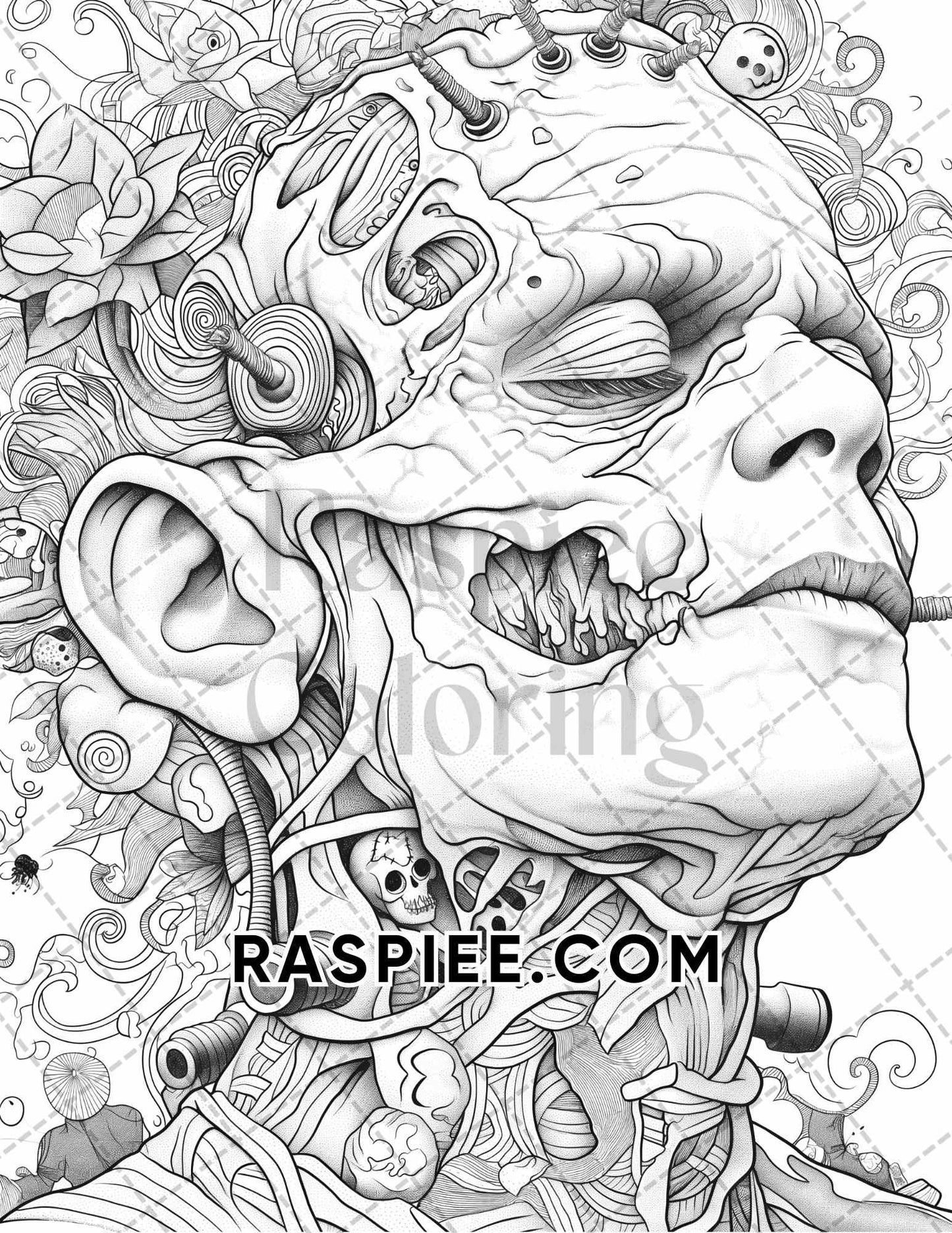 50 Spooky Monsters Halloween Adult Coloring Pages Printable PDF Instant Download - RASPIEE