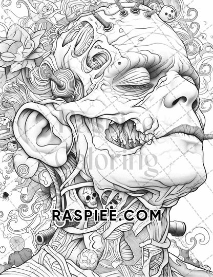 50 Spooky Monsters Halloween Adult Coloring Pages Printable PDF Instant Download