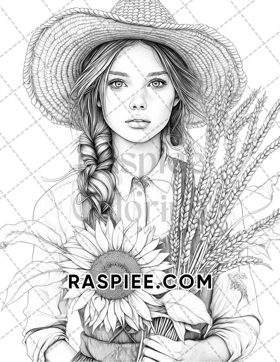 Autumn Beauties Portrait Adult Coloring Pages Printable PDF Instant Download