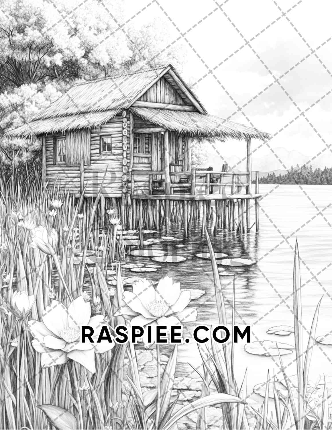 Fantasy Flower Houses Adult Coloring Pages Printable PDF Instant Download