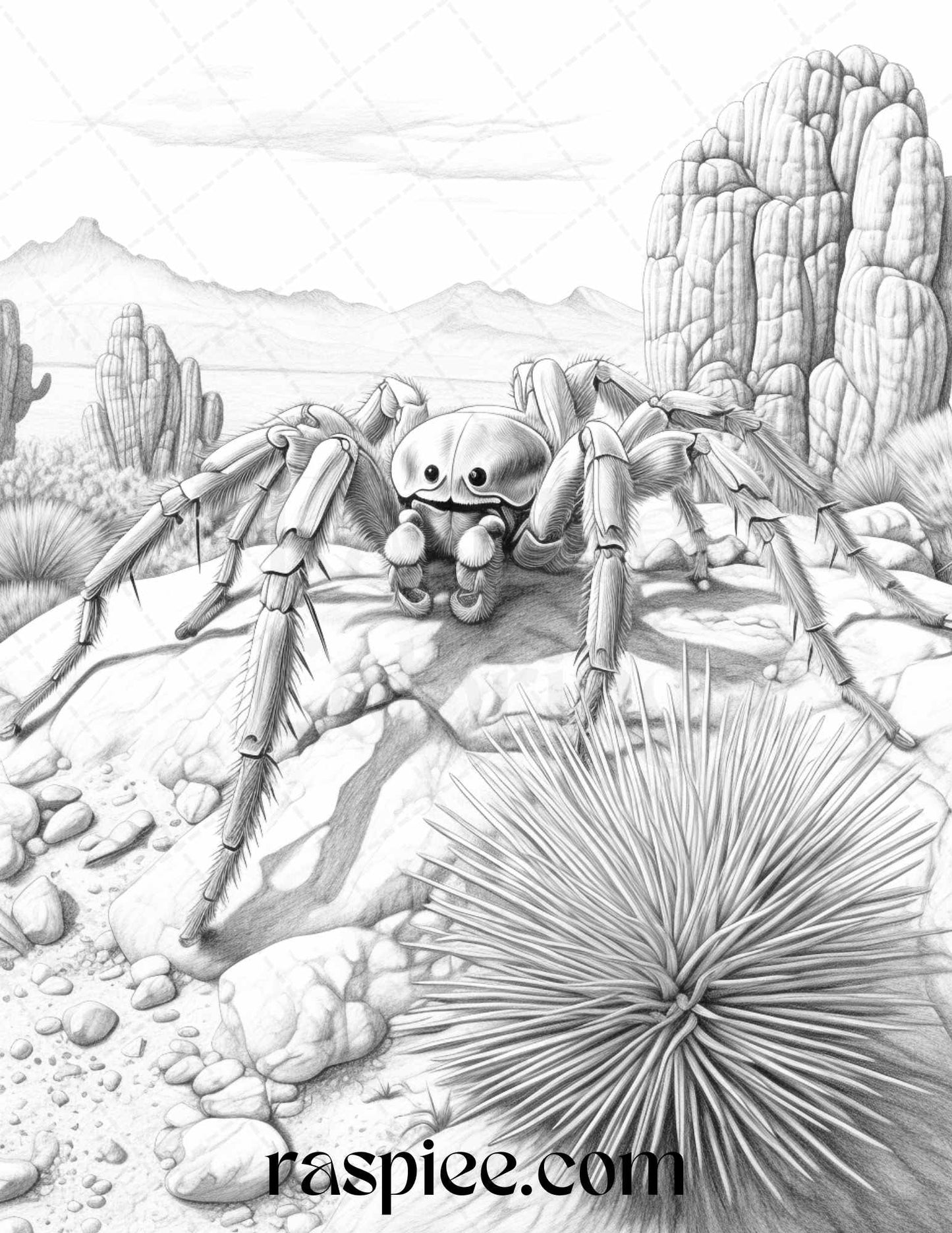 43 Desert Animals Grayscale Coloring Pages Printable for Adults, PDF File Instant Download - Raspiee Coloring