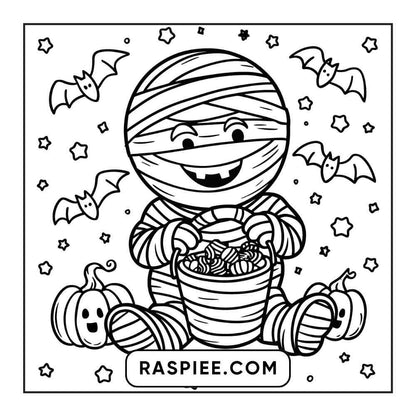 100 Bold and Easy Cute Halloween Coloring Pages Printable PDF Instant Download - RASPIEE