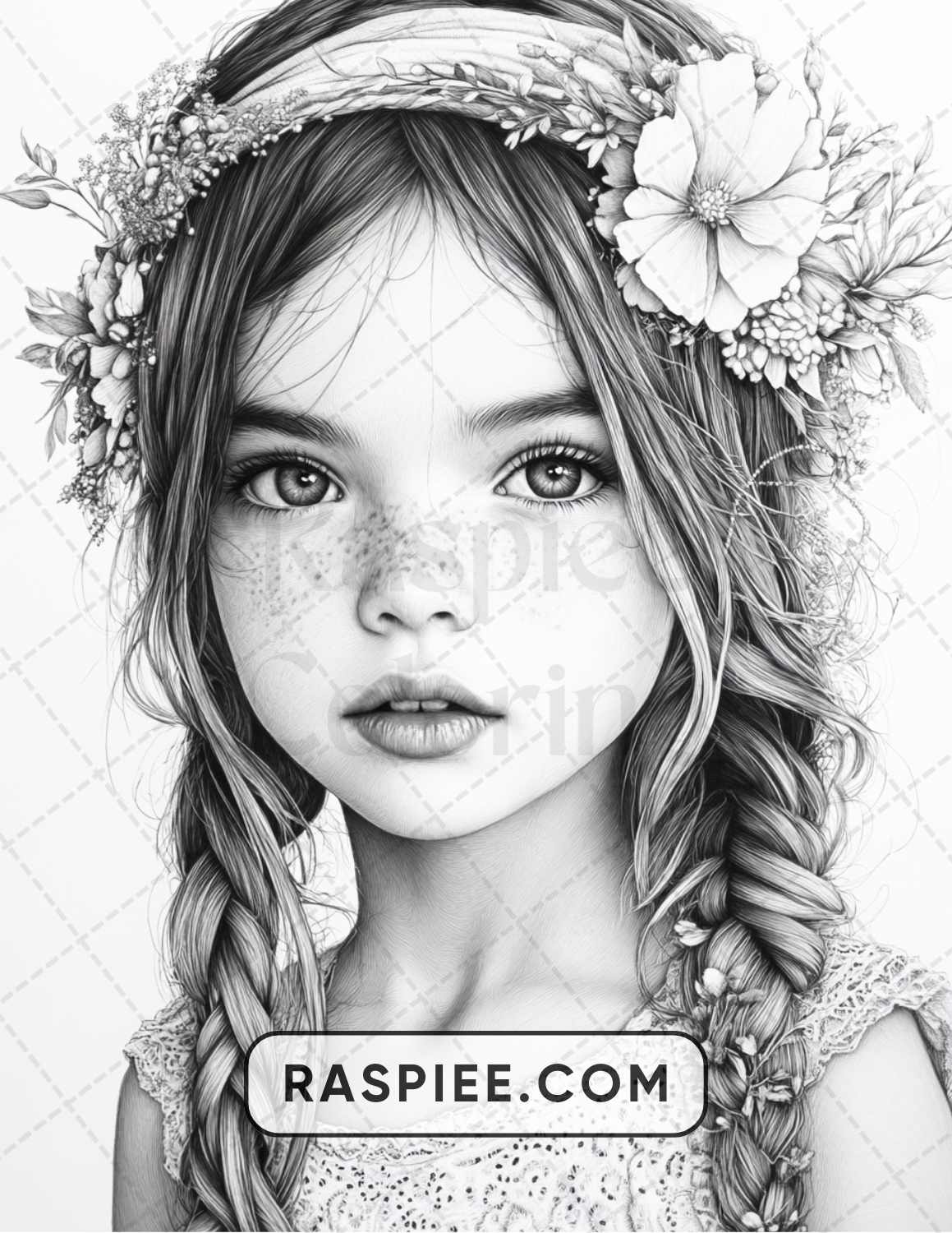 88 Bohemian Little Girls Portrait Adult Coloring Pages