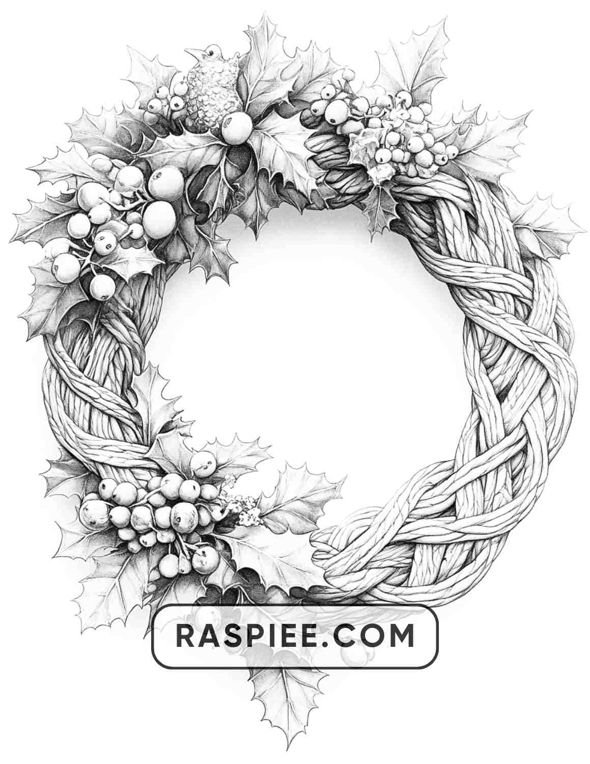 72 Christmas Wreaths Adult Coloring Pages - RASPIEE