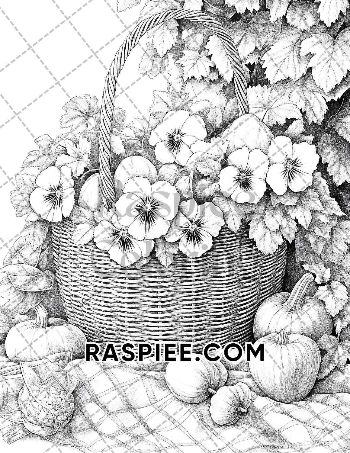 Fall Flowers Adult Coloring Pages Printable PDF Instant Download - RASPIEE