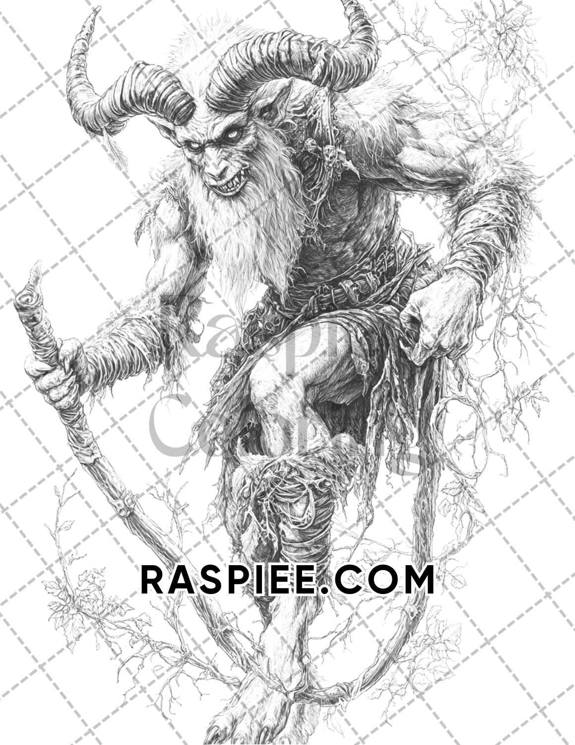 Horror Demons Halloween Adult Coloring Pages Printable PDF Instant Download