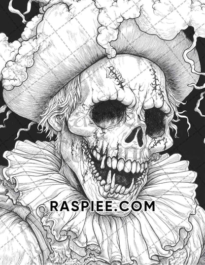 Scary Zombies Halloween Adult Coloring Pages Printable PDF Instant Download