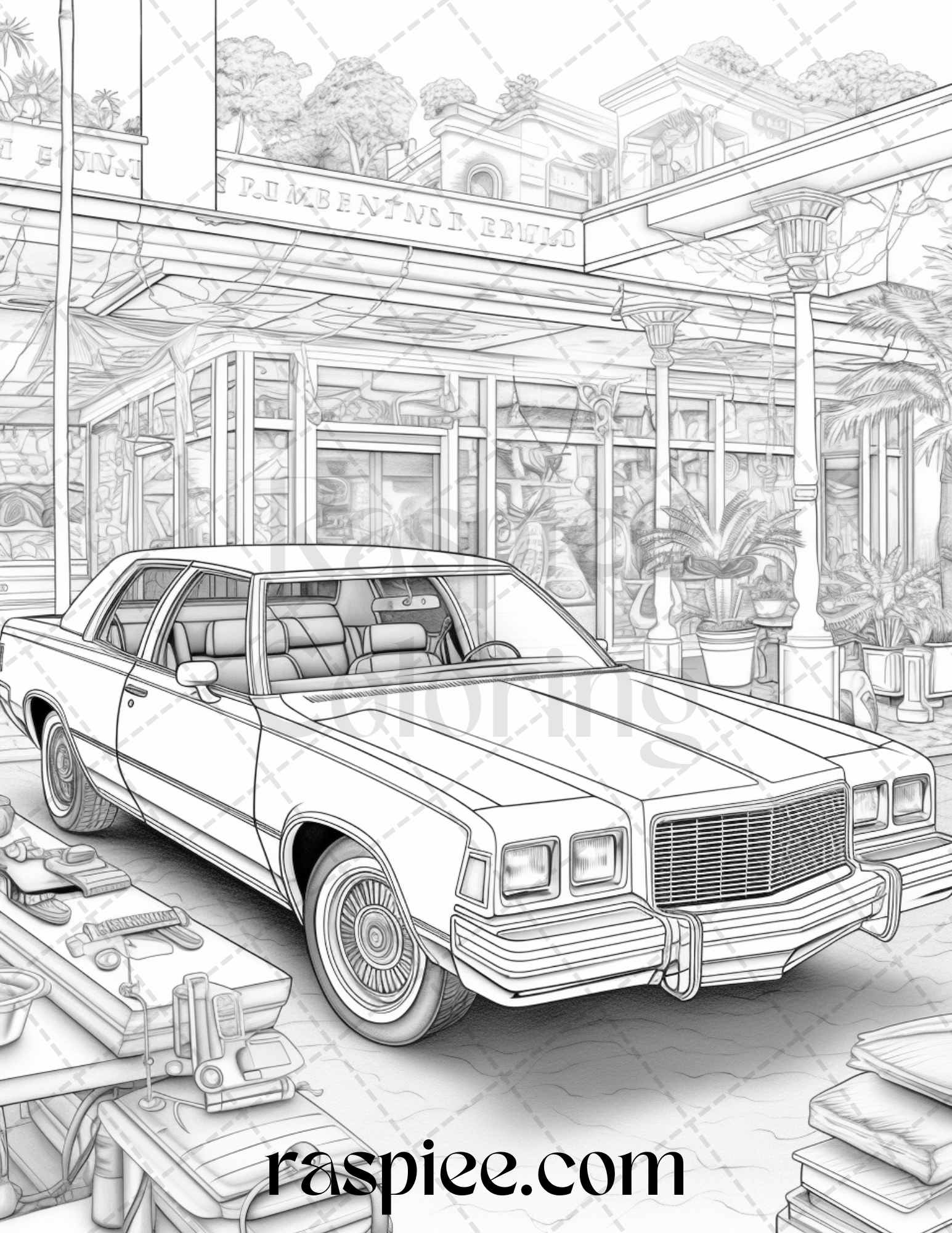 42 Vintage Cars Grayscale Coloring Pages Printable for Adults, PDF File Instant Download - raspiee
