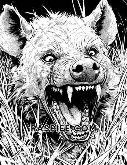 Horror Animals Halloween Adult Coloring Pages Printable PDF Instant Download