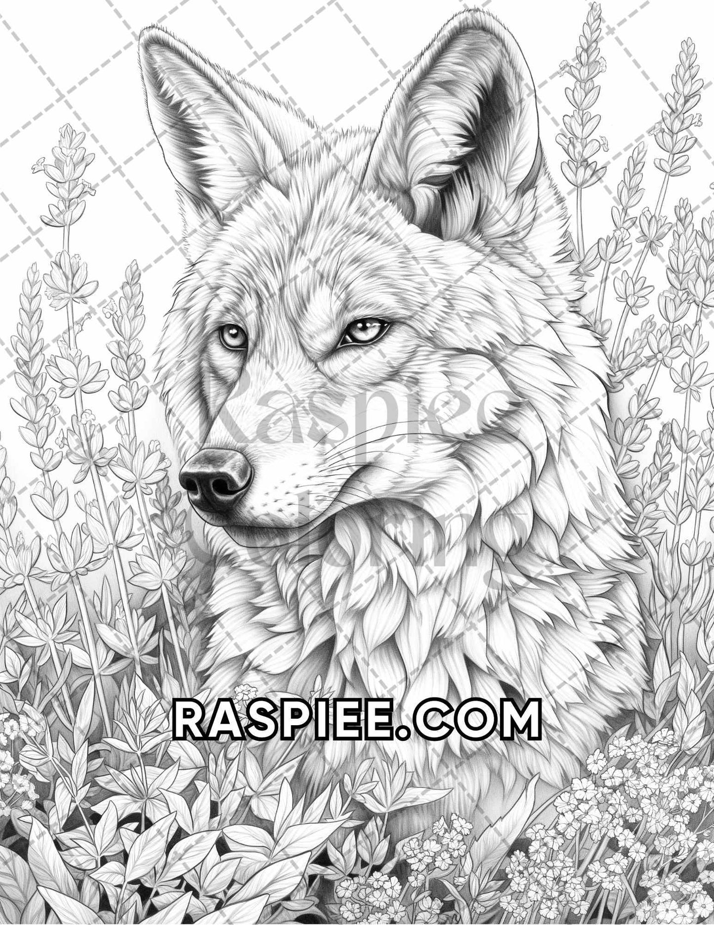 75 Animals in Flowers Grayscale Adult Coloring Pages Printable PDF Instant Download - RASPIEE