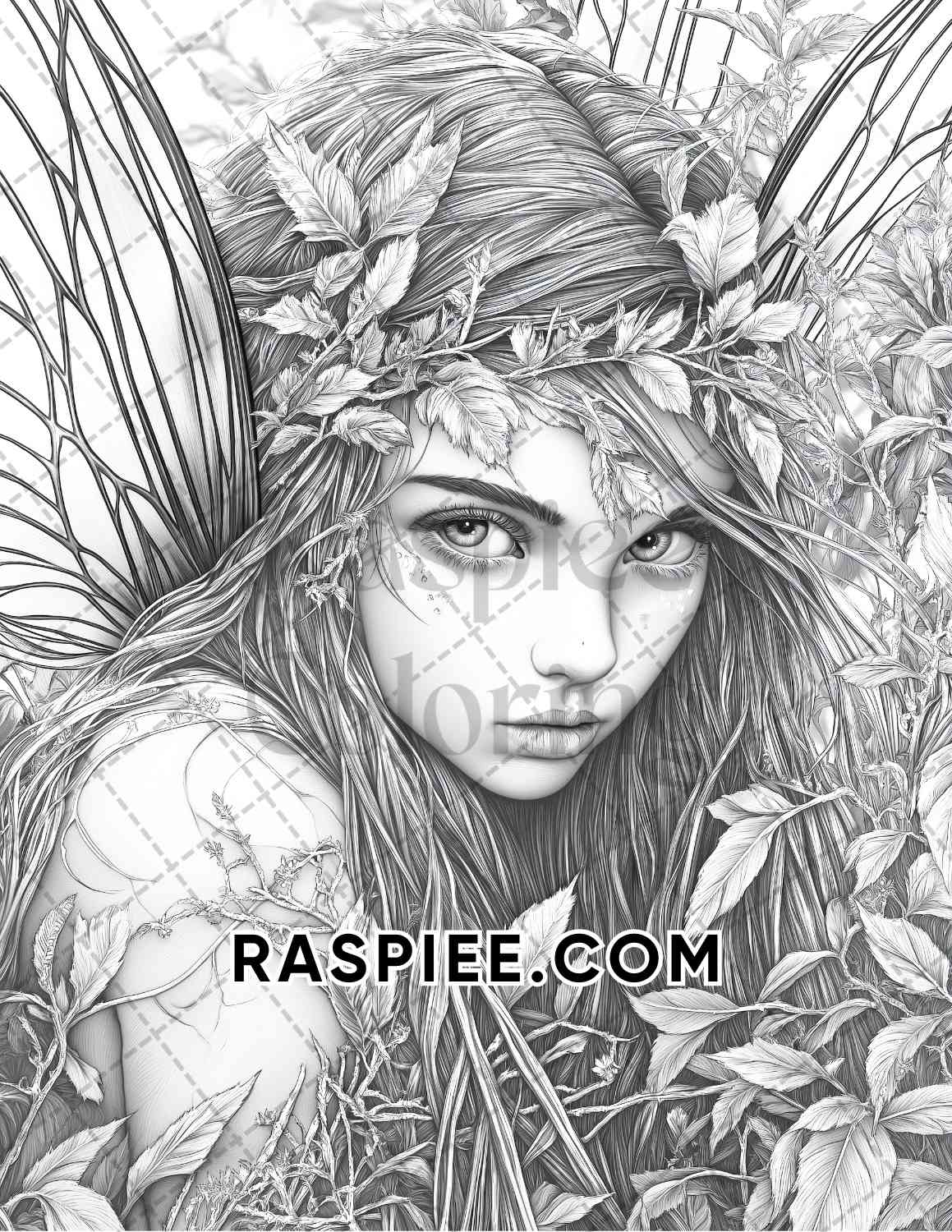 Fairy Beauties Portrait Adult Coloring Pages Printable PDF Instant Download