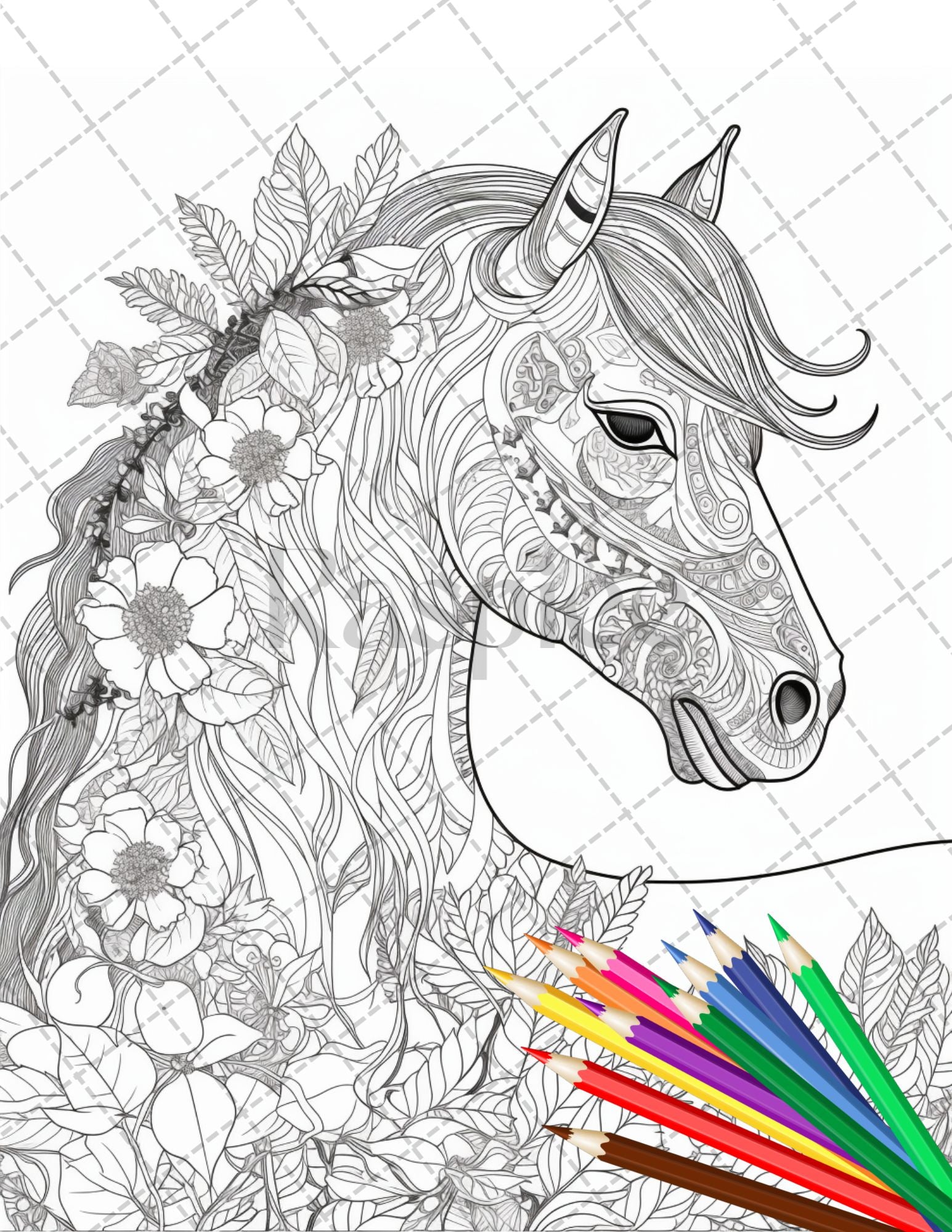 Adult Coloring Books Animals Horses: Stress Relieving Animal Designs  (Horses, Tigers, Lion, Unicorns, Cats, Dogs, Birds and Butterflies) Use  with Colo (Paperback)