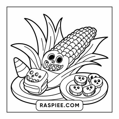 100 Bold Easy Spooky Food & Drinks Coloring Pages Printable PDF Instant Download - RASPIEE