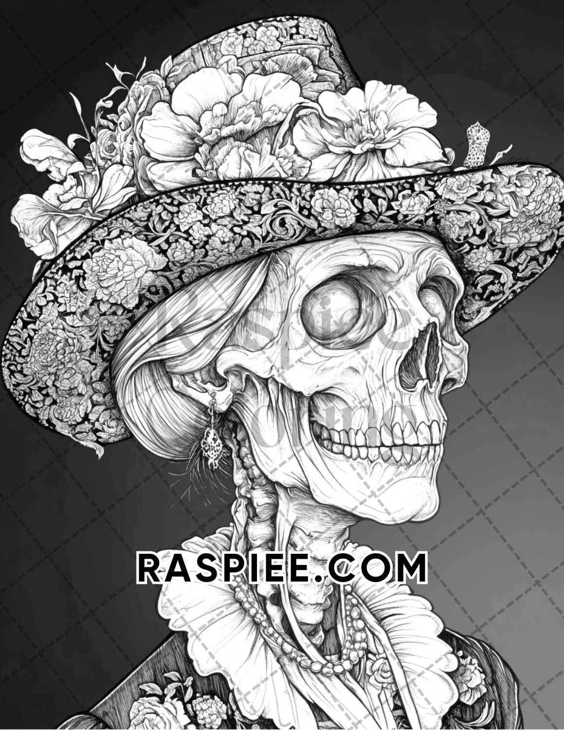 Victorian Zombies Halloween Adult Coloring Pages Printable PDF