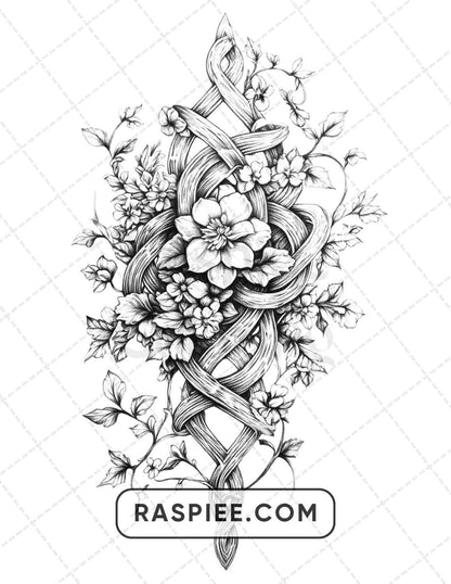 77 Flower Tattoos Adult Coloring Pages - RASPIEE