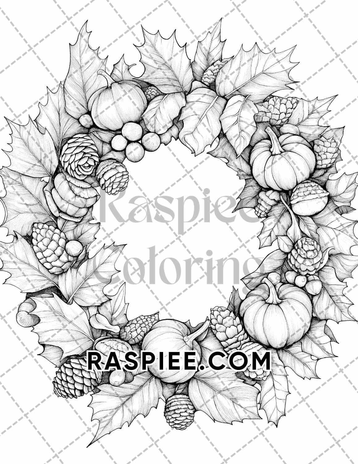 Autumn Charm Adult Coloring Pages Printable PDF Instant Download - RASPIEE