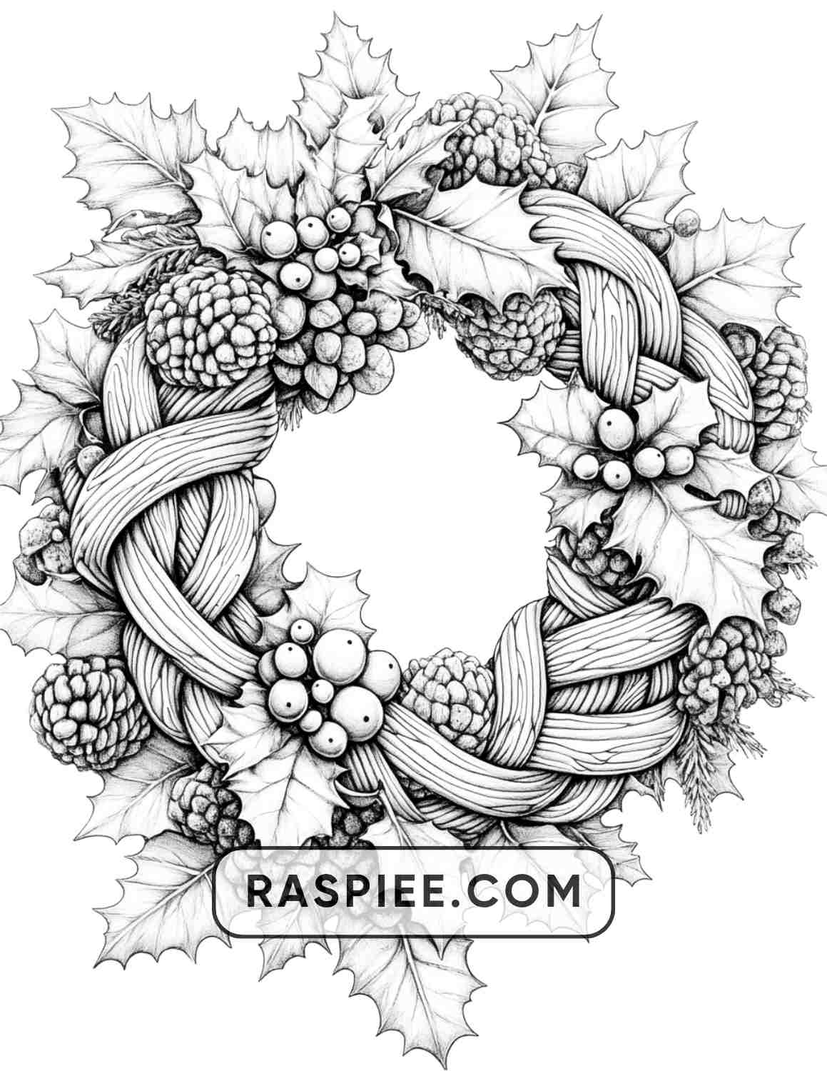 72 Christmas Wreaths Adult Coloring Pages - RASPIEE