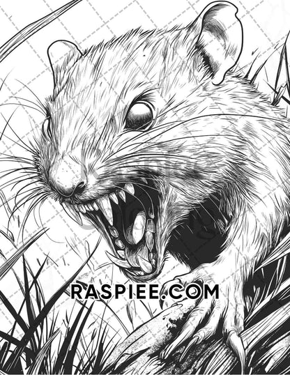 Horror Animals Halloween Adult Coloring Pages Printable PDF Instant Download