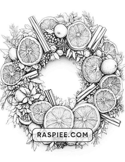 72 Christmas Wreaths Adult Coloring Pages - RASPIEE