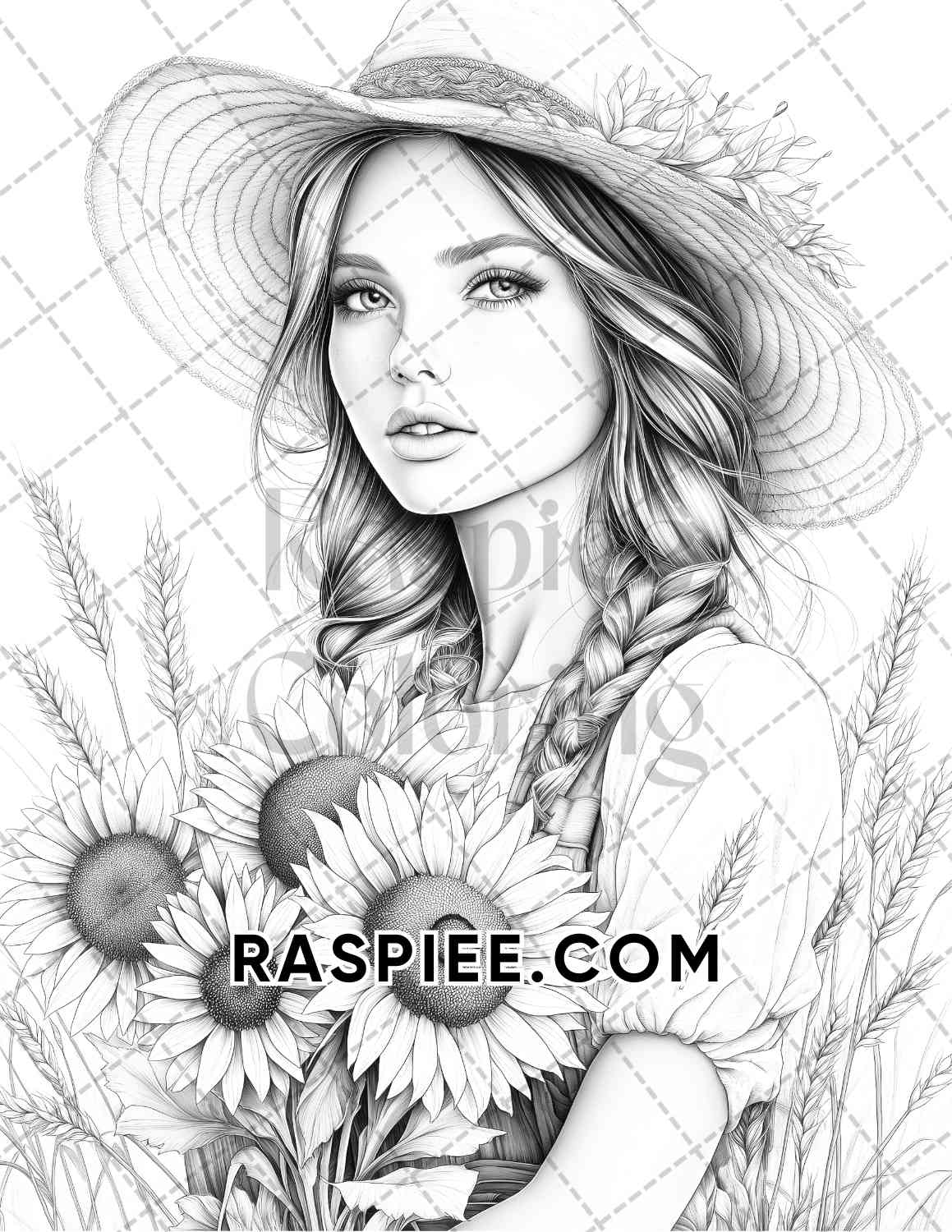 Autumn Beauties Portrait Adult Coloring Pages Printable PDF Instant Download