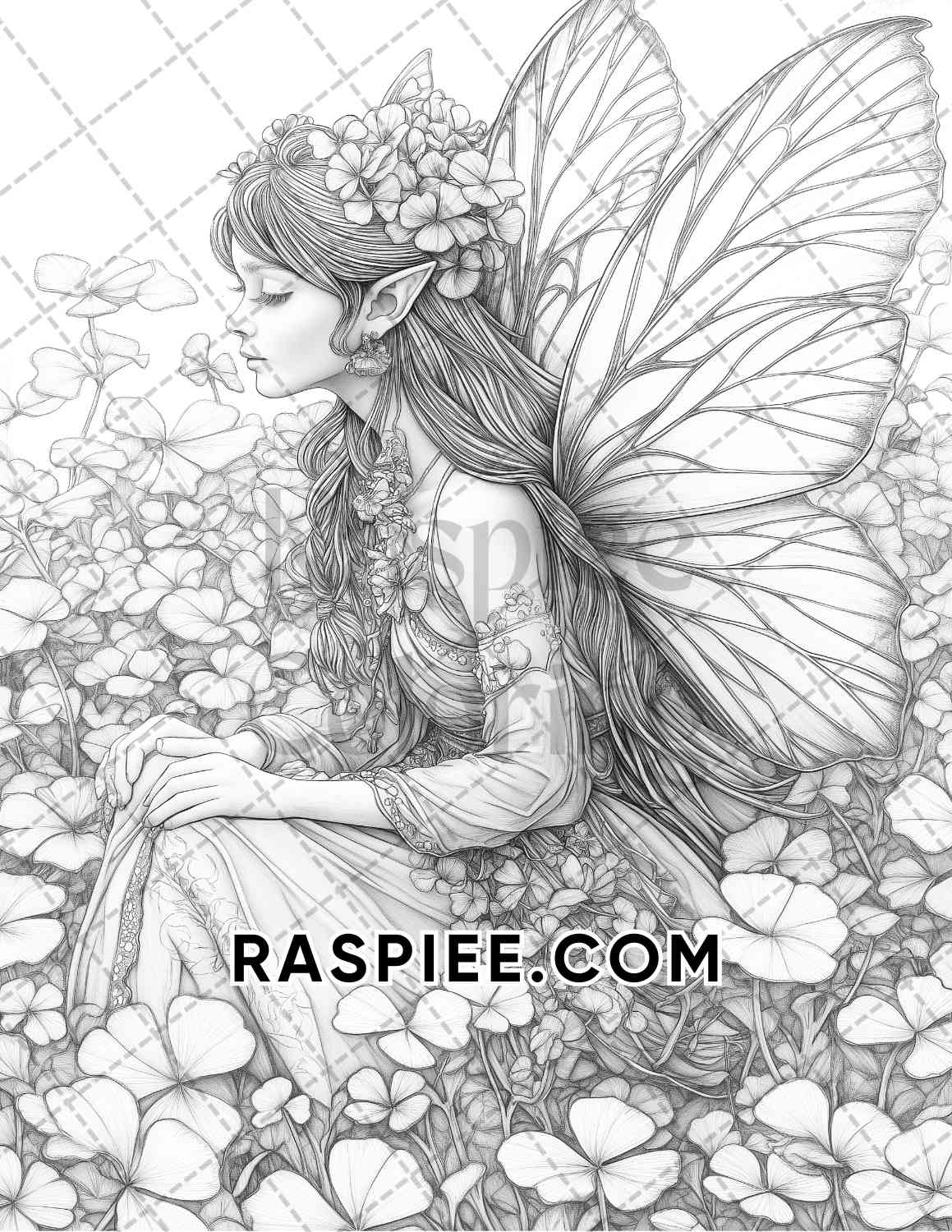 Fairy Beauties Portrait Adult Coloring Pages Printable PDF Instant Download