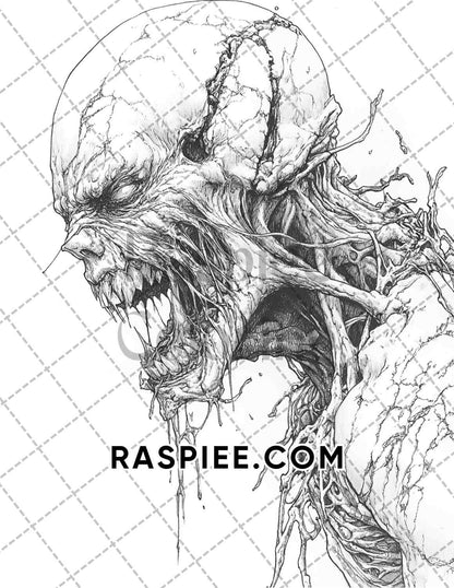 Nightmarish Creatures Halloween Adult Coloring Pages Printable PDF Instant Download