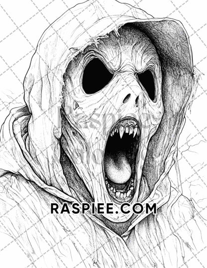 Legends of Horror Halloween Adult Coloring Pages Printable PDF Instant Download