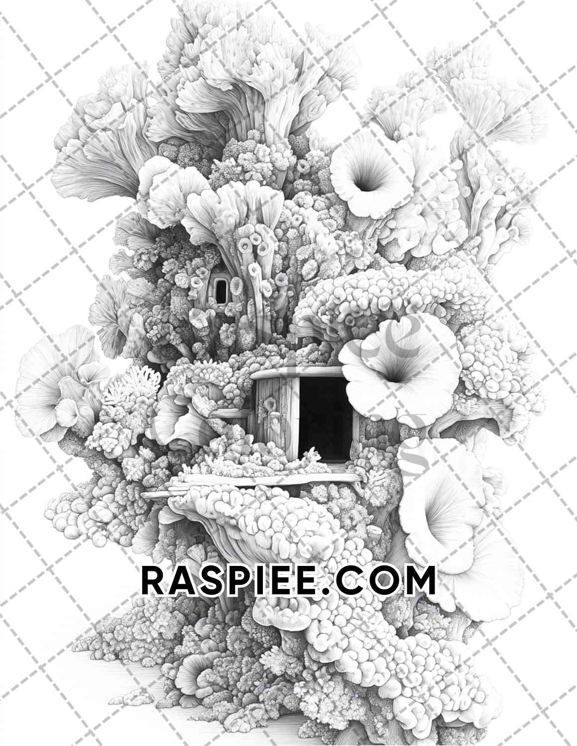 Fantasy Flower Houses Adult Coloring Pages Printable PDF Instant Download