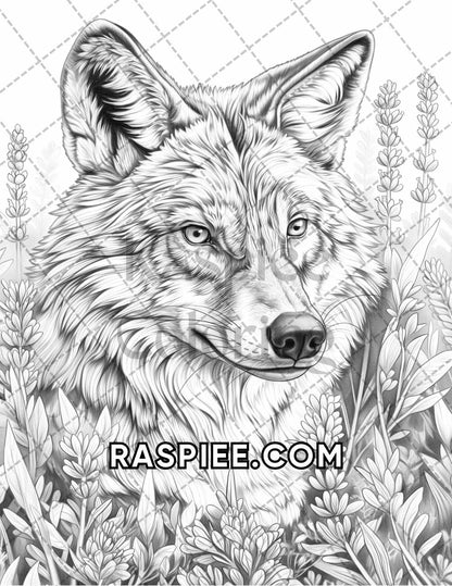 75 Animals in Flowers Grayscale Adult Coloring Pages Printable PDF Instant Download - RASPIEE