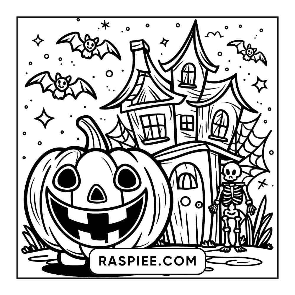 100 Bold and Easy Cute Halloween Coloring Pages Printable PDF Instant Download - RASPIEE