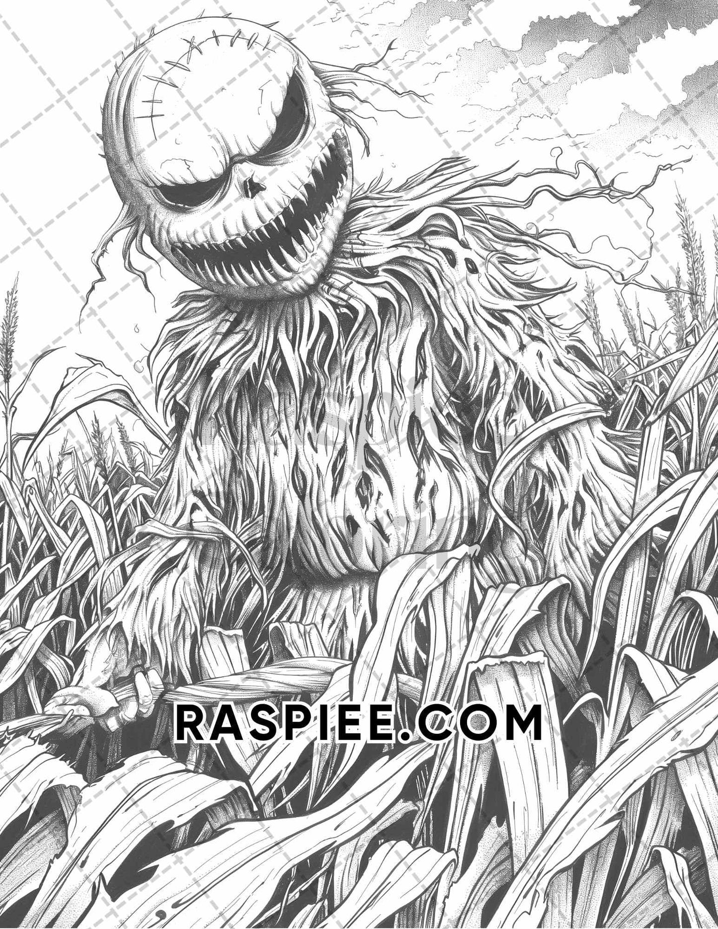 50 Spooky Monsters Halloween Adult Coloring Pages Printable PDF Instant Download - RASPIEE