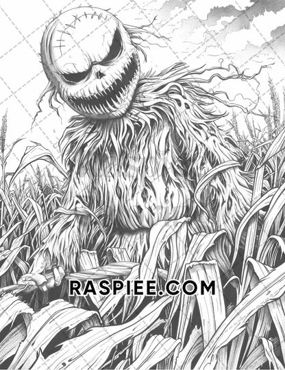 50 Spooky Monsters Halloween Adult Coloring Pages Printable PDF Instant Download - RASPIEE