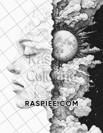 Surreal World Adult Coloring Pages Printable PDF Instant Download