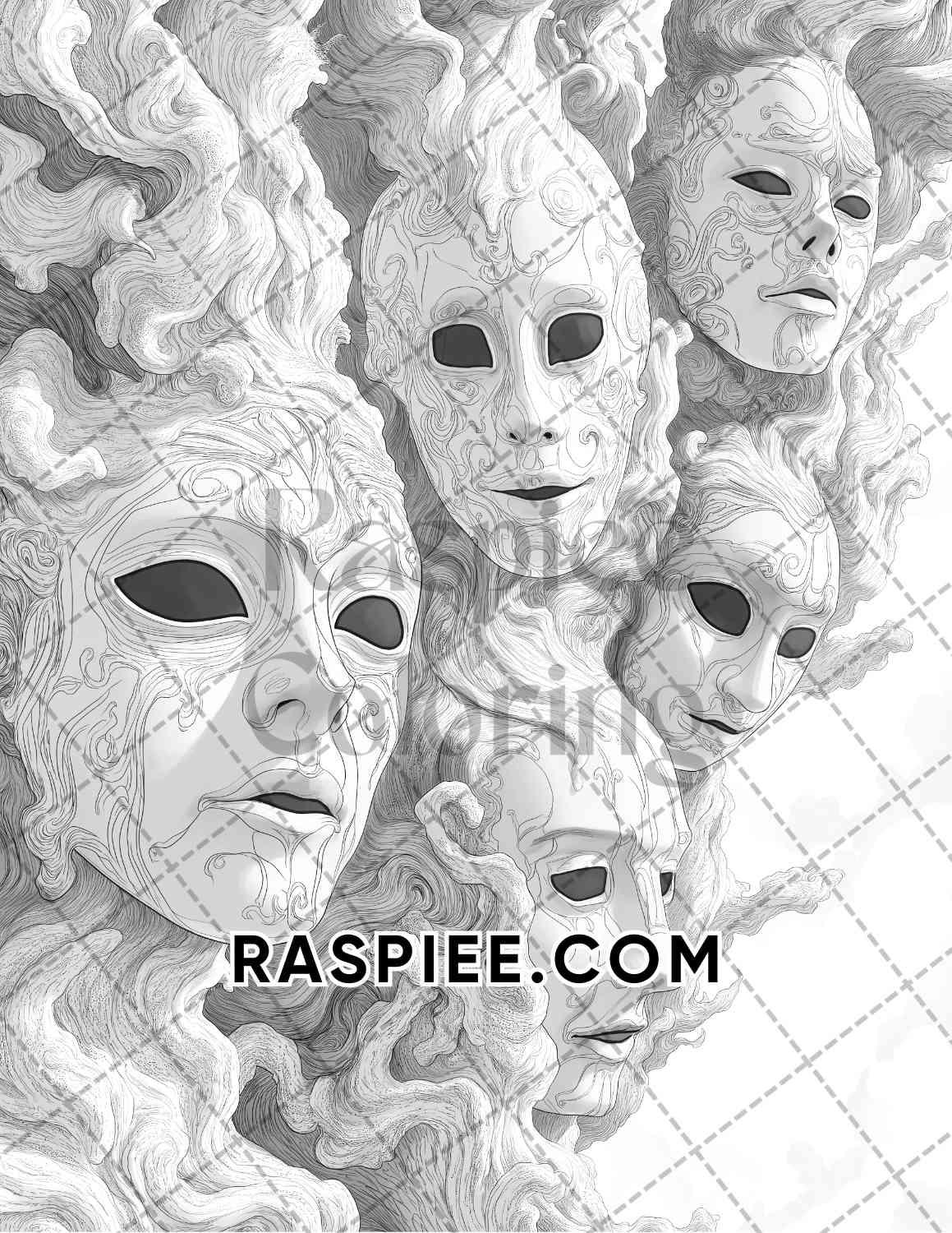 Halloween Surreal Adult Coloring Pages Printable PDF Instant Download - RASPIEE