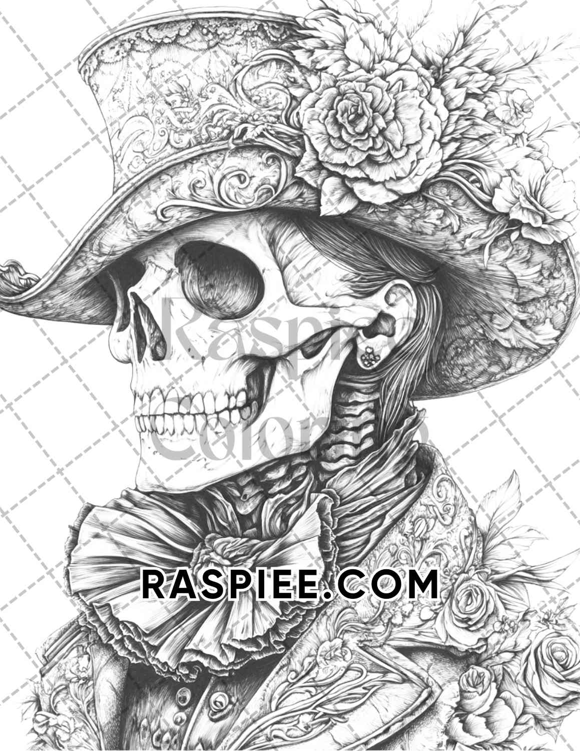 Victorian Zombies Halloween Adult Coloring Pages Printable PDF