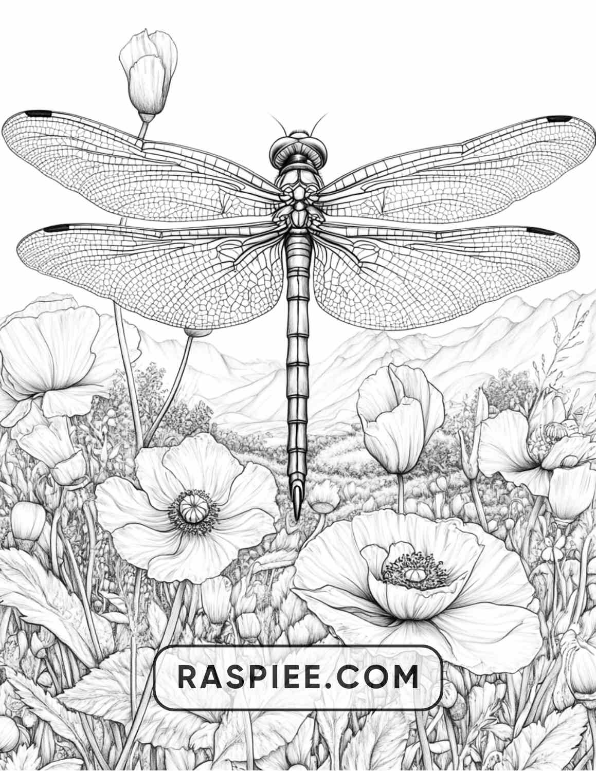 Insects and Flowers Adult Coloring Pages - RASPIEE