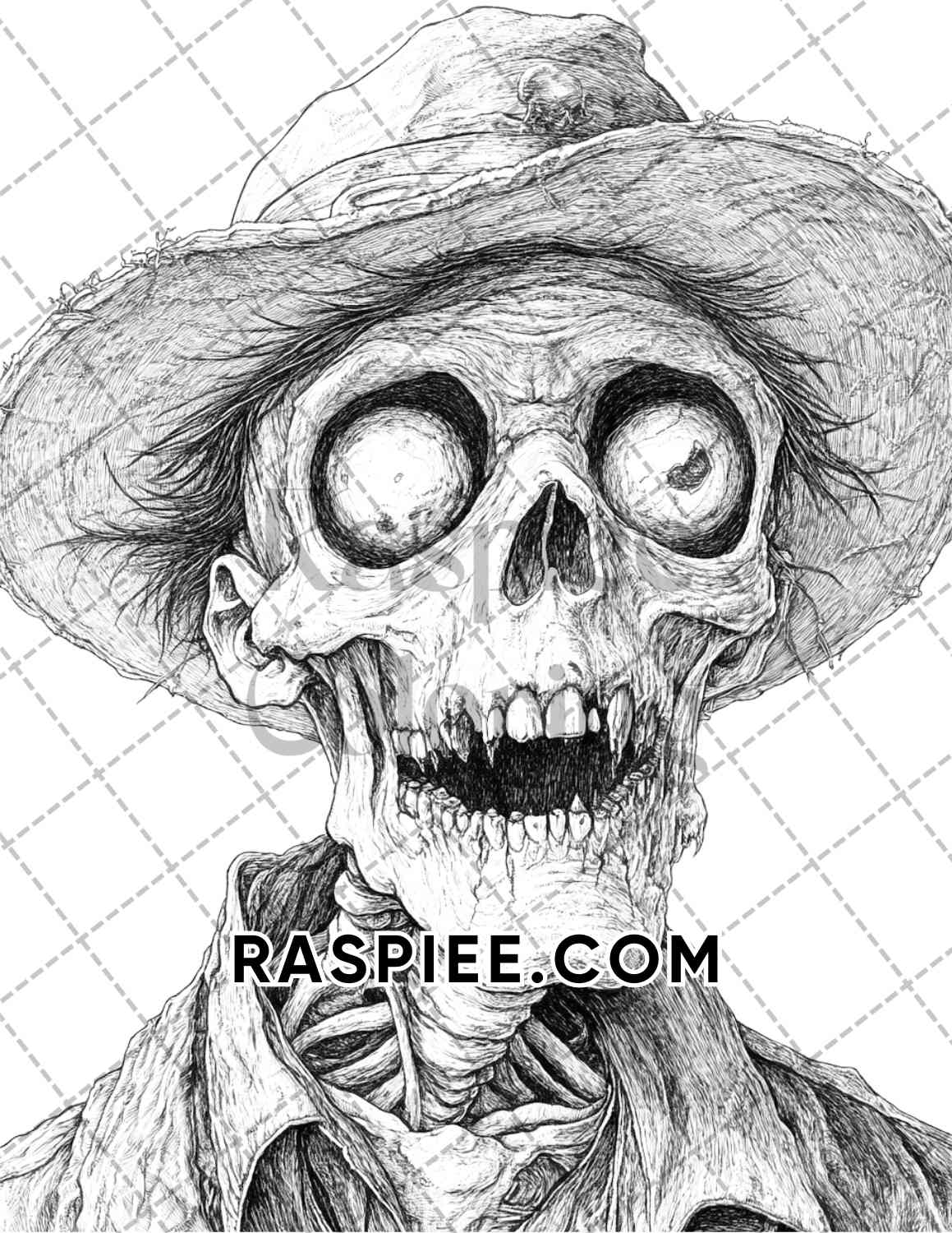 Victorian Zombies Halloween Adult Coloring Pages Printable PDF