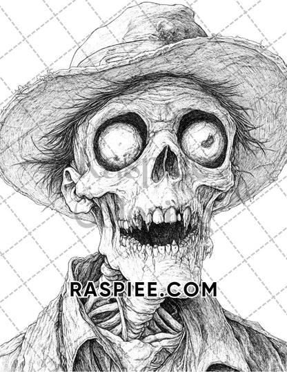 Victorian Zombies Halloween Adult Coloring Pages Printable PDF