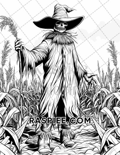 50 Spooky Monsters Halloween Adult Coloring Pages Printable PDF Instant Download - RASPIEE