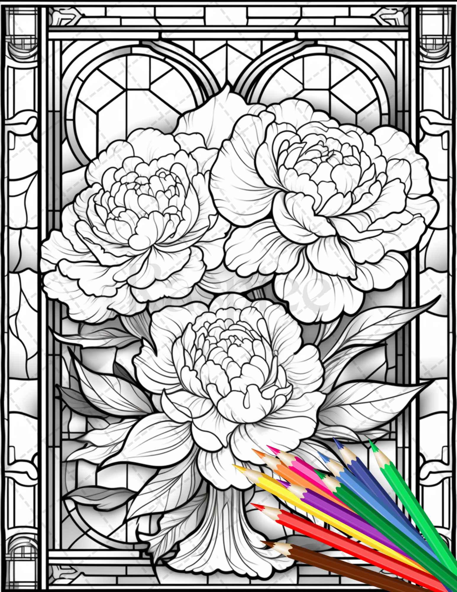 30-stained-glass-flowers-grayscale-coloring-pages-printable-for-adults-raspiee for Printable Free Stained Glass Patterns Flowers 30 Stained Glass Flowers Grayscale Coloring Pages Printable for Adults – RASPIEE for Printable Free Stained Glass Patterns Flowers
