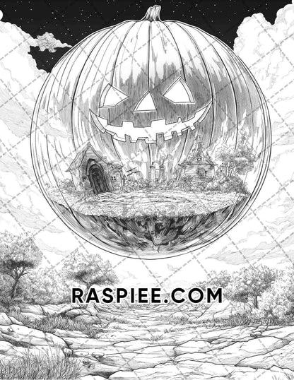 Halloween Surreal Adult Coloring Pages Printable PDF Instant Download - RASPIEE