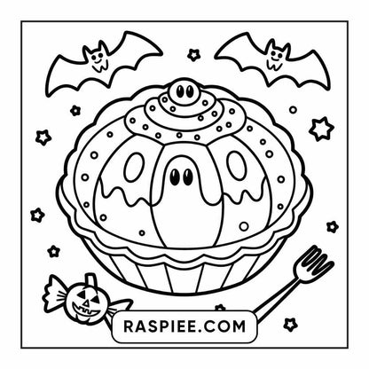 100 Bold Easy Spooky Food & Drinks Coloring Pages Printable PDF Instant Download - RASPIEE