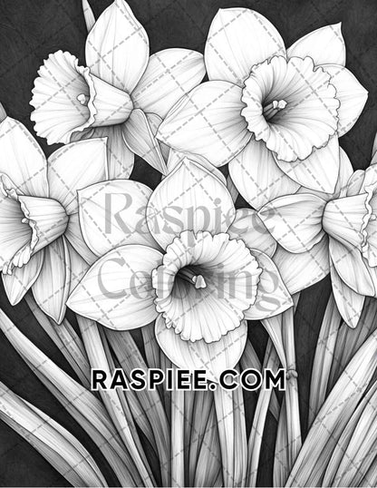 Seasonal Flowers Adult Coloring Pages Printable PDF Instant Download