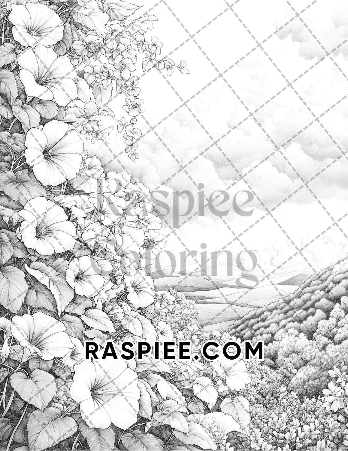 Fall Flowers Adult Coloring Pages Printable PDF Instant Download - RASPIEE