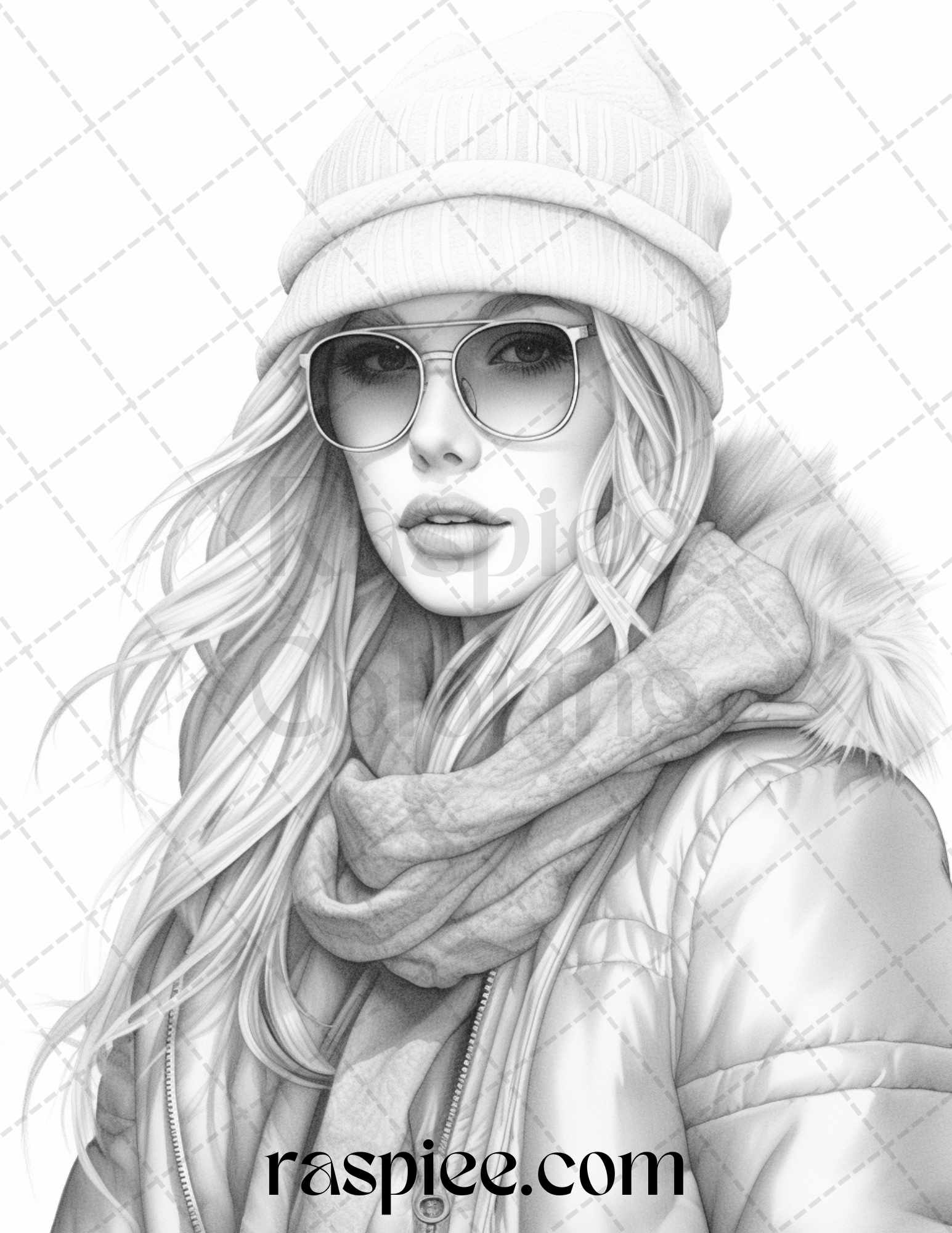 Winter Fashion Coloring Page, Adult Coloring Book Illustration, Holiday Stress Relief Coloring, DIY Coloring Activity, Creative Coloring Page, High-Quality Coloring Printable, Fashionable Coloring Sheet