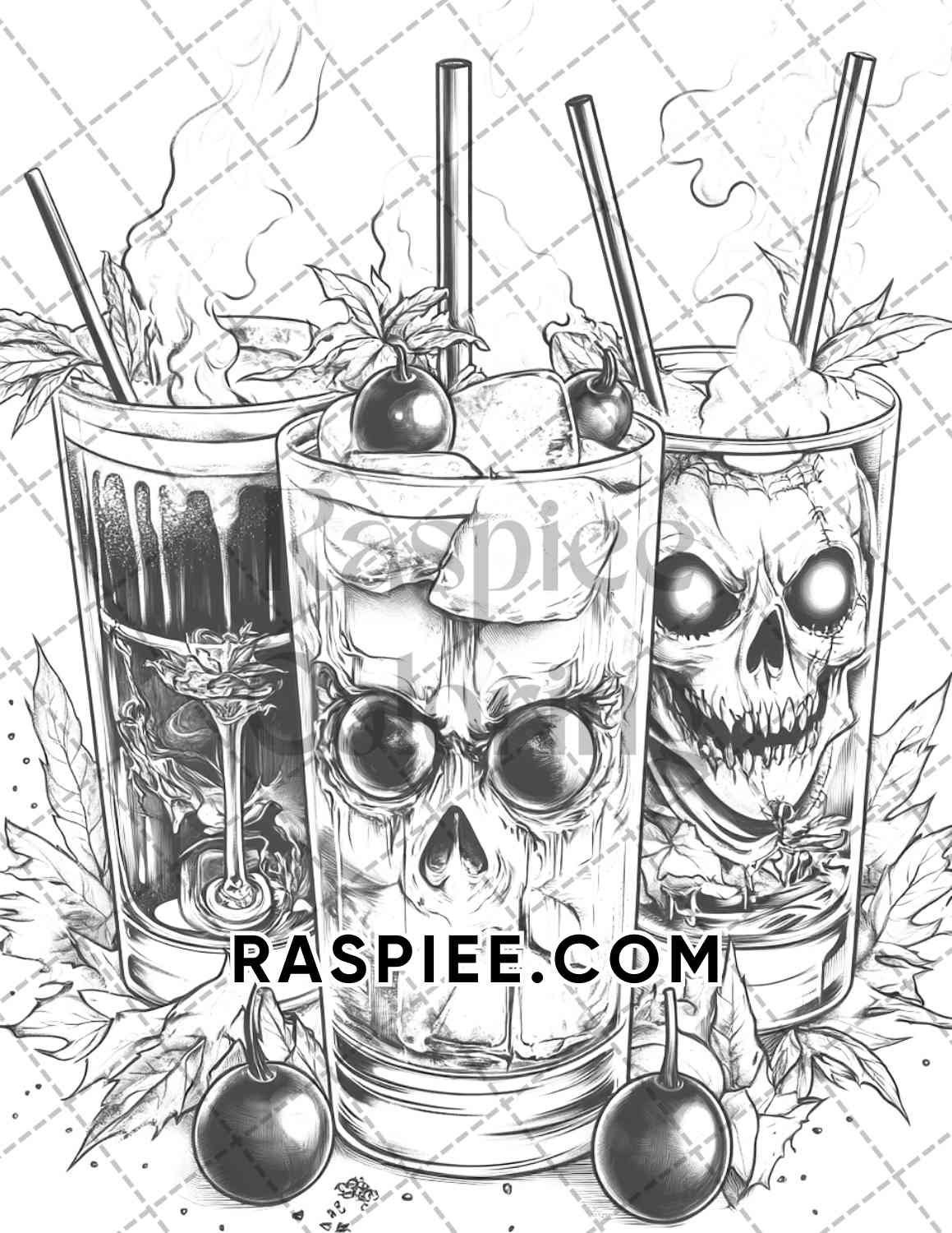 Spooky Desserts Halloween Adult Coloring Pages Printable PDF