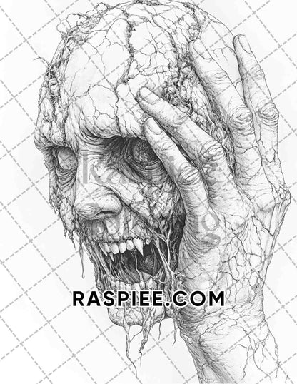 Nightmarish Creatures Halloween Adult Coloring Pages Printable PDF Instant Download