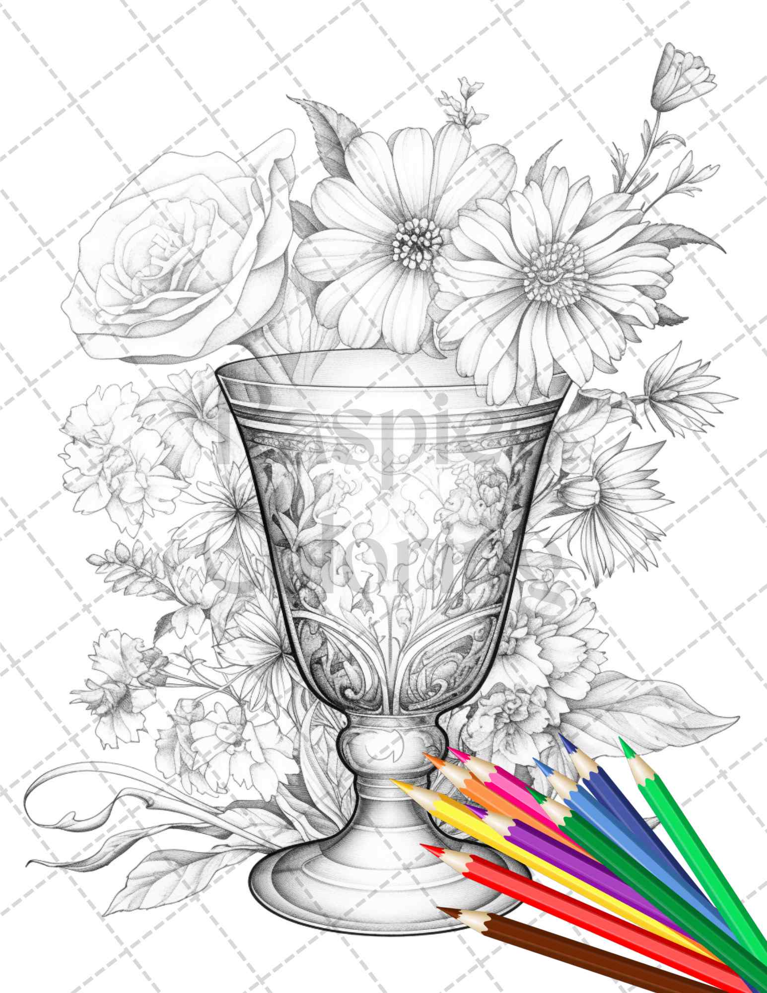40 Vintage Objects Grayscale Coloring Pages Printable for Adults, PDF File Instant Download - raspiee